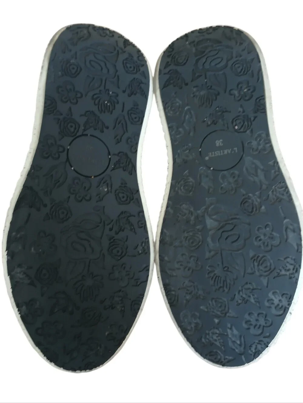 L'ARTISTE SPRING STEP Hand Painted Metallic Leather Platform Sneakers Women's 8 - Picture 9 of 11